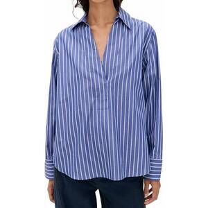 NEW VINCE relaxed popover long sleeve top in pale twilight